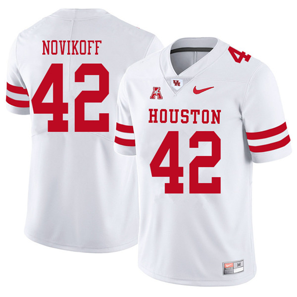 2018 Men #42 Caden Novikoff Houston Cougars College Football Jerseys Sale-White